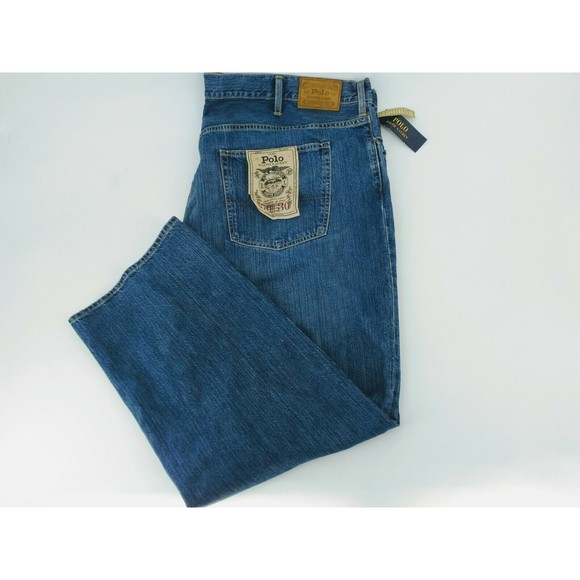 BIG&TALL POLO RALPH LAUREN HAMPTON STRAIGHT DENIM MENS SIZE 50X30 ZIP NEW NWT